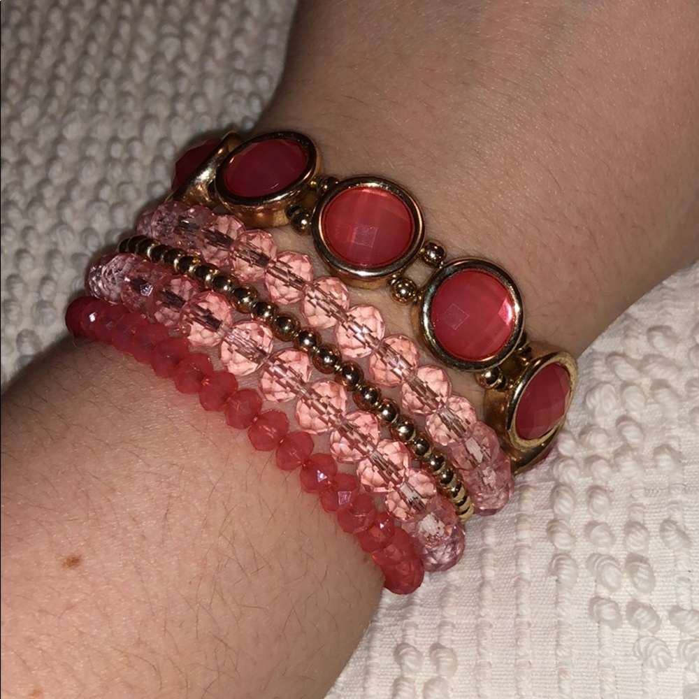 Coral & Gold Bracelets
